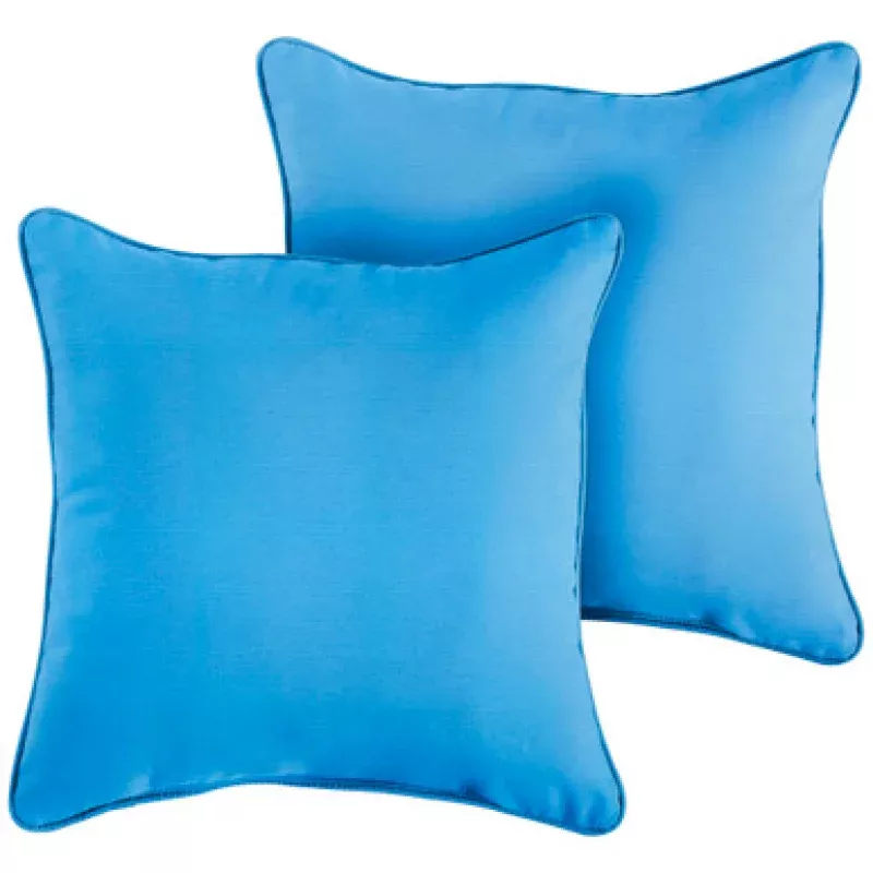 Set of 2 18 Capri Blue Solid Sunbrella Outdoor Square Pillows | Pool Central
