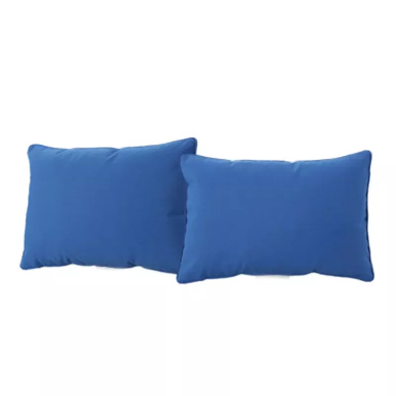 Set of 2 Blue Solid Rectangular Outdoor Throw Pillows 18.5 | Pool Central