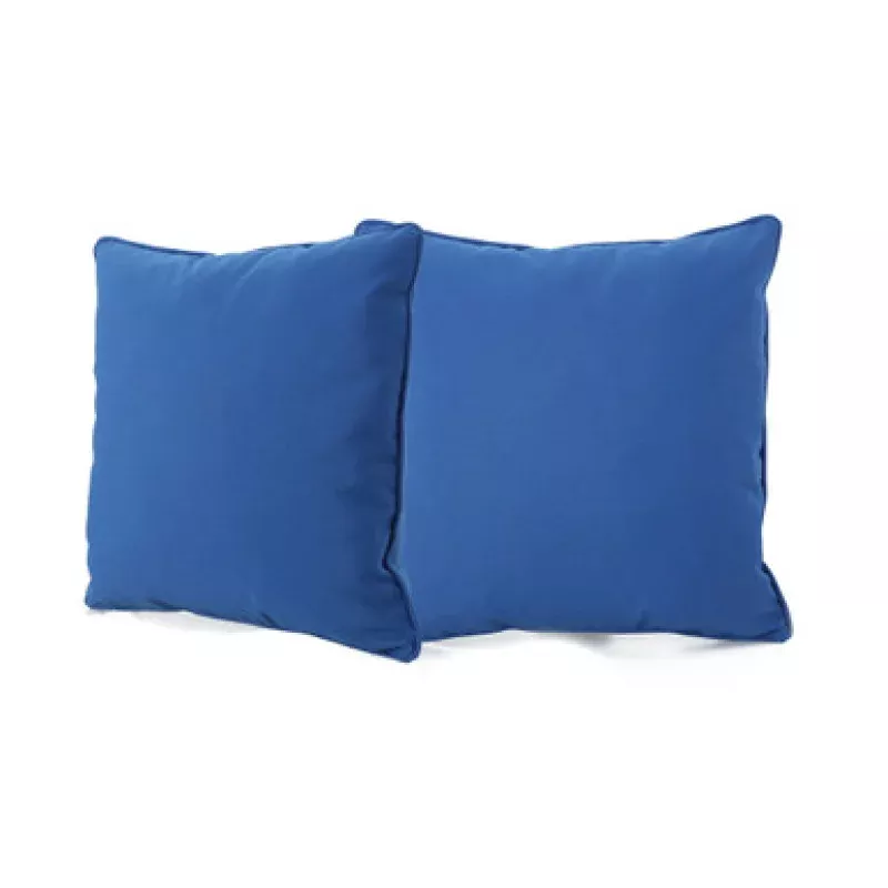 Set of 2 Blue Solid Square Outdoor Throw Pillows 18 | Pool Central