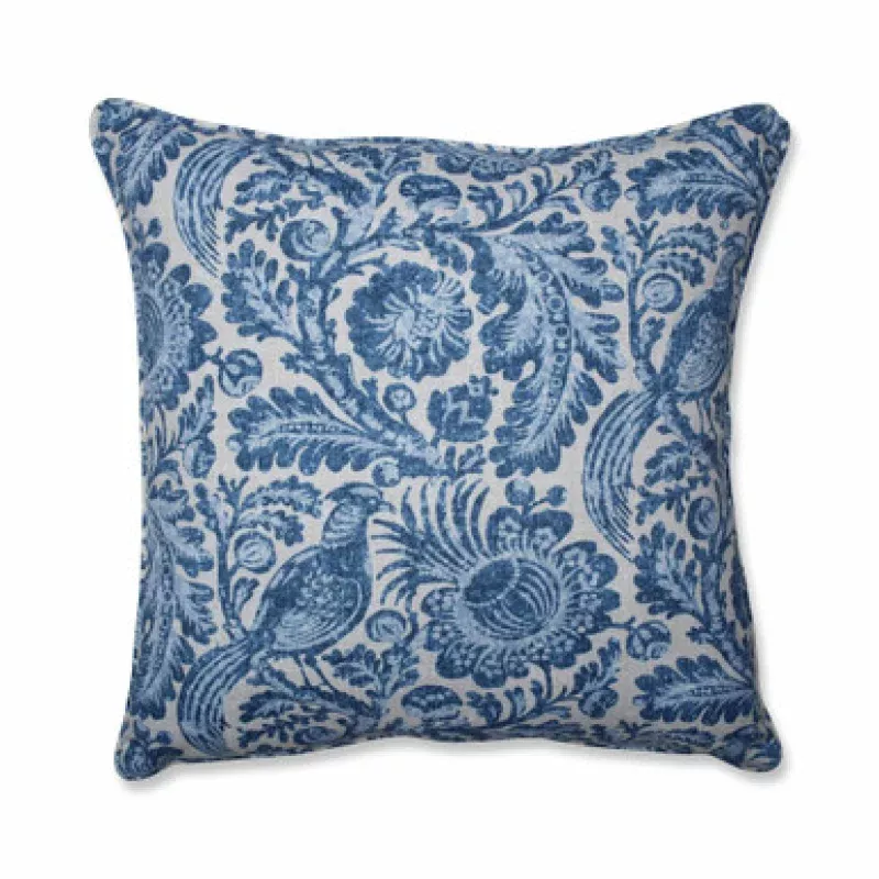 Set of 2 Blue & White Floral Square Floor Pillows 25 | Pool Central