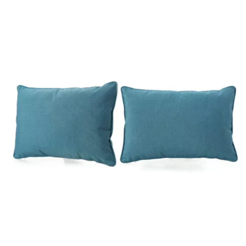 Set of 2 Teal Blue Solid Rectangular Outdoor Throw Pillows 18.5 | Pool Central