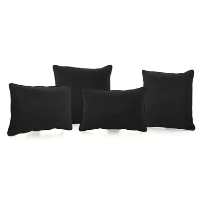 Set of 4 Jet Black Solid Outdoor Throw Pillows 18 | Pool Central