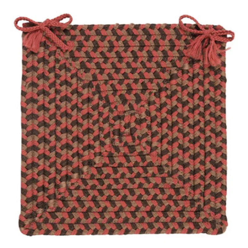 Set of 4 Red & Brown Handmade Braided Chair Pad 15 | Pool Central