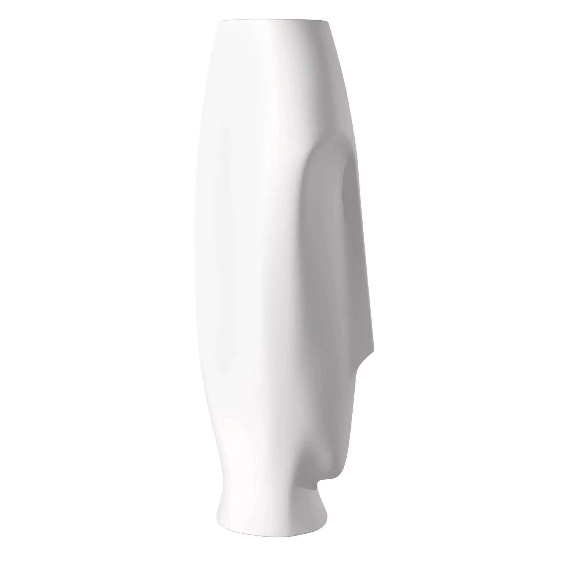 Set of Two Ceramic White Cylinder Table Vases
