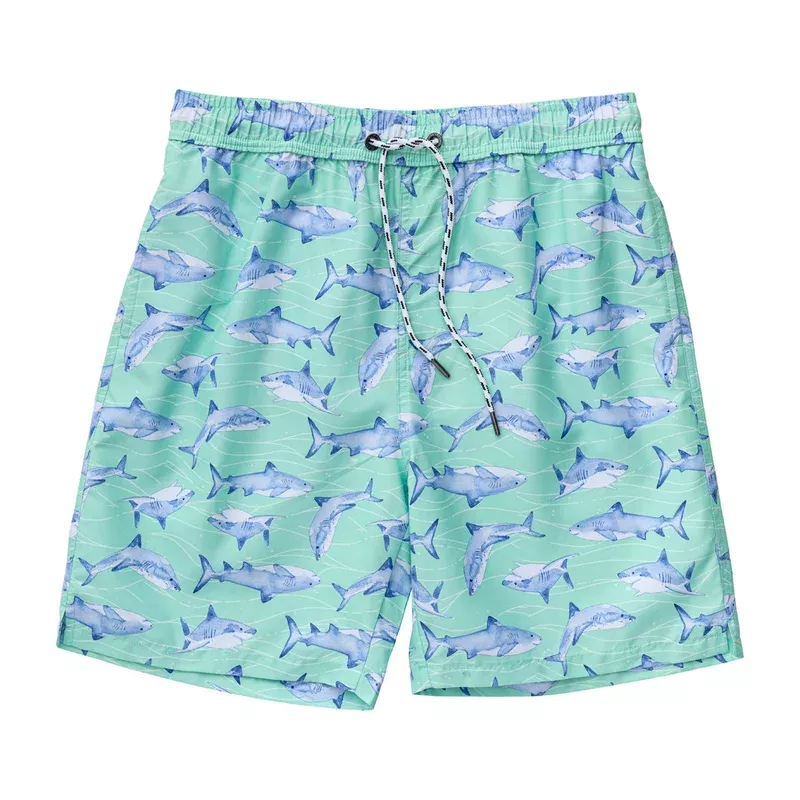 Snapper Rock Men’s Minty Shark Swim Trunks