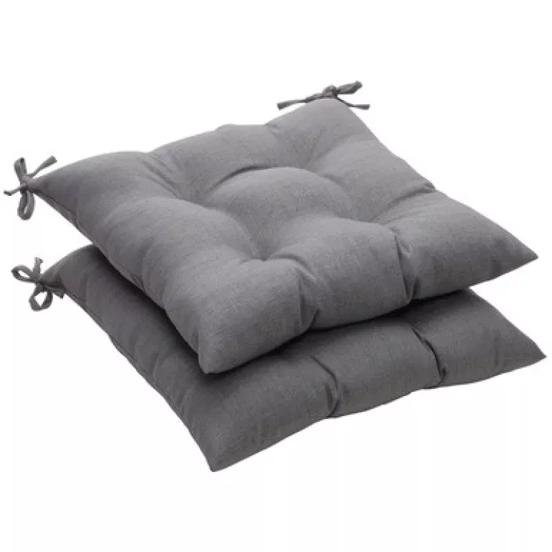 Solid Outdoor Patio Tufted Seat Cushions – 19 – Gray – Set of 2 | Pool Central