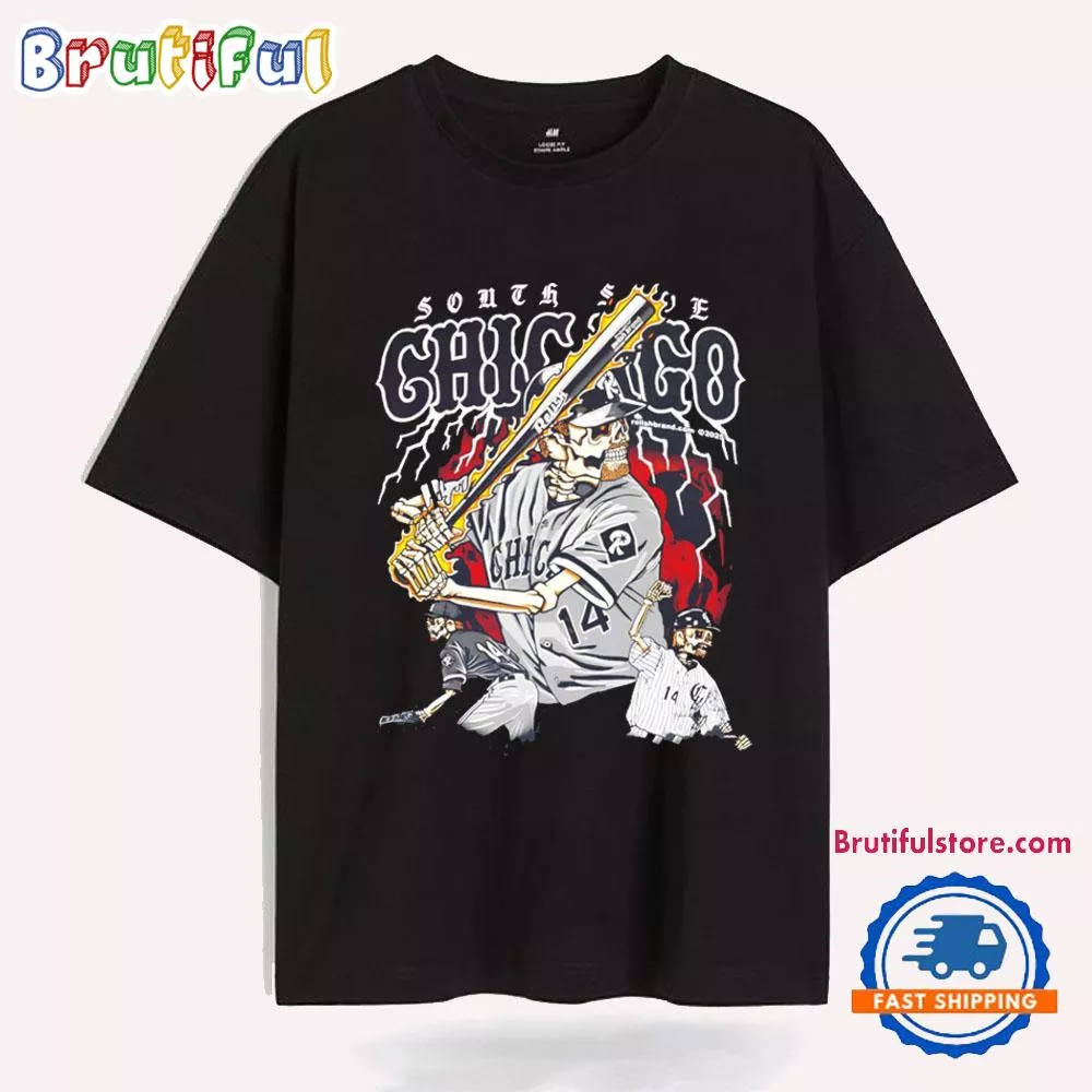 South Side Chicago Baseball Skeleton Player T Shirt