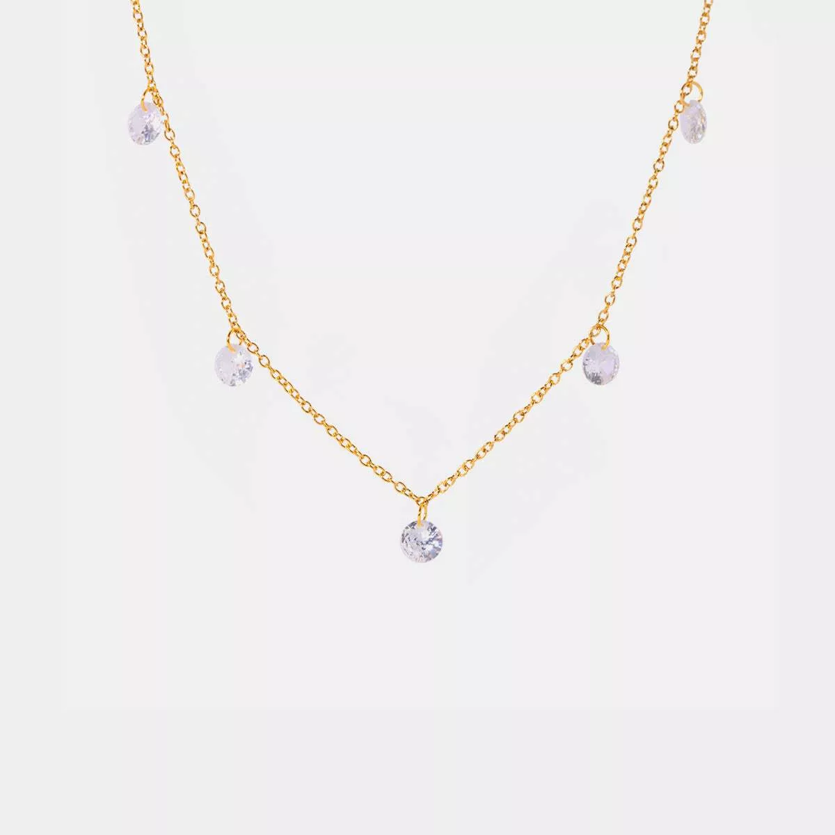 Stainless Steel Rhinestone Charm Necklace