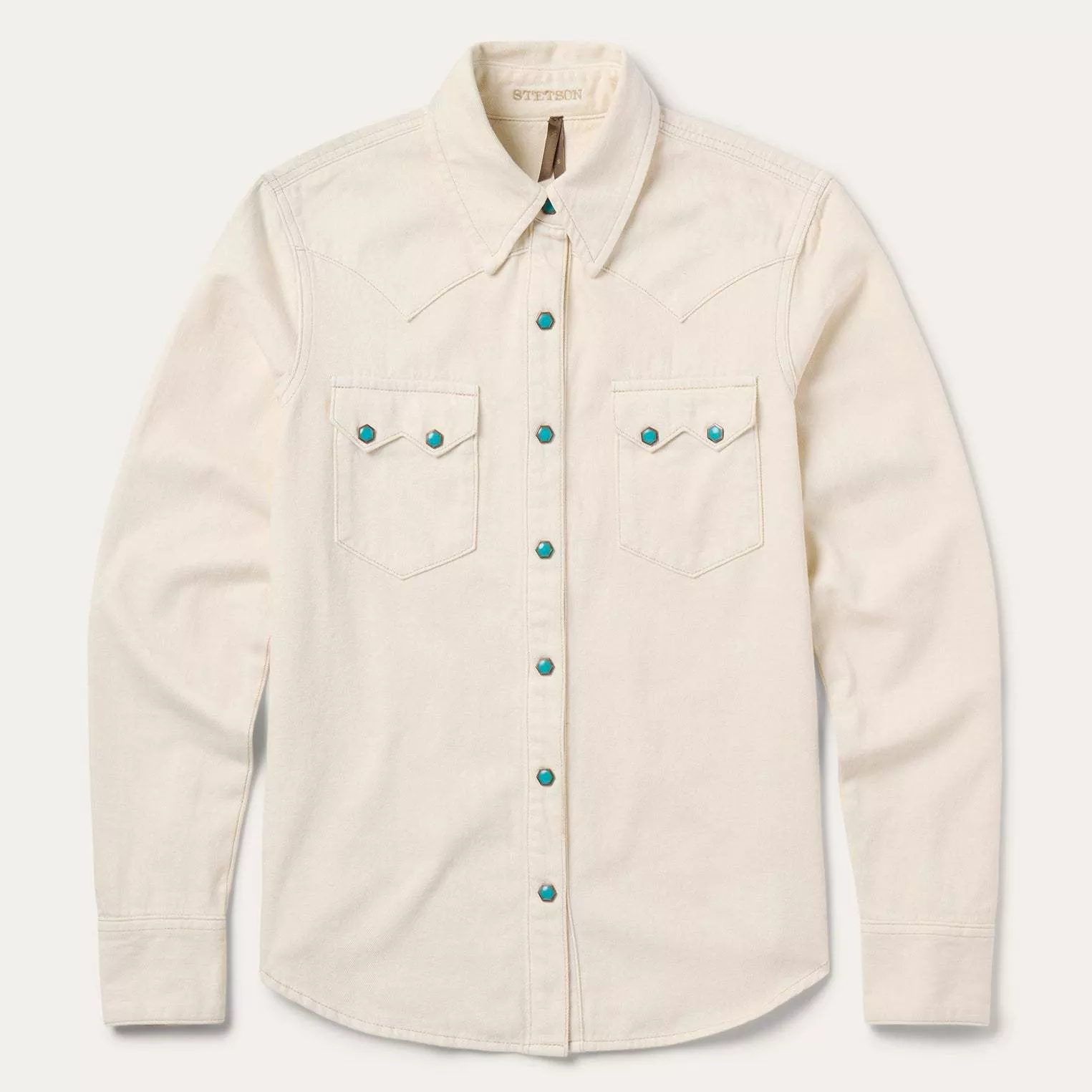 Stetson Turquoise Womens Snap Western Denim Shirt