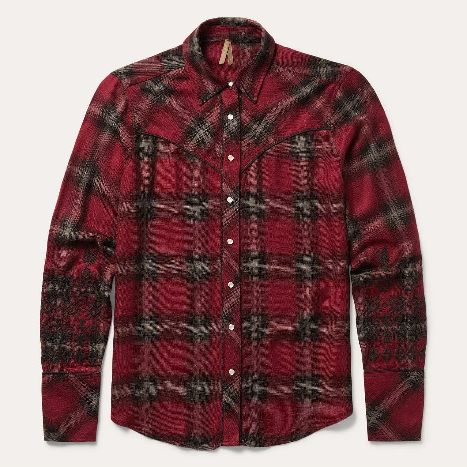 Stetson Western Plaid Wine Blouse