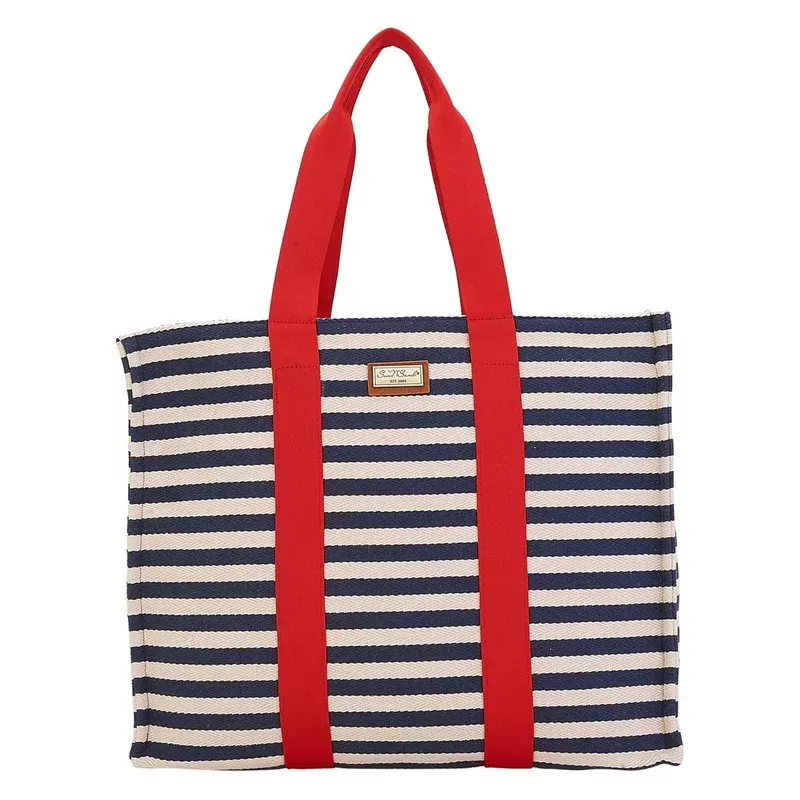 Sun N Sand Nautical Striped Square Shoulder Tote