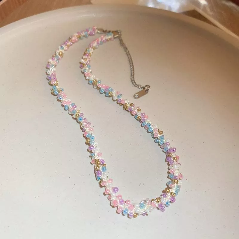 Titanium Steel Rice Bead Necklace