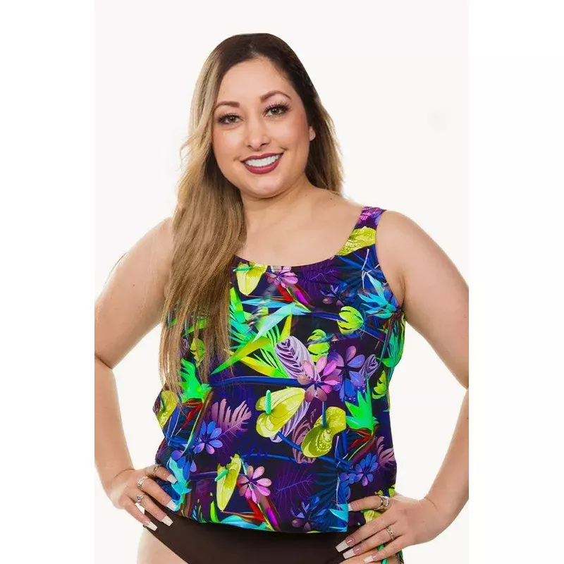 Tropical Dreams D/DD Cup Blouson Tankini Separate