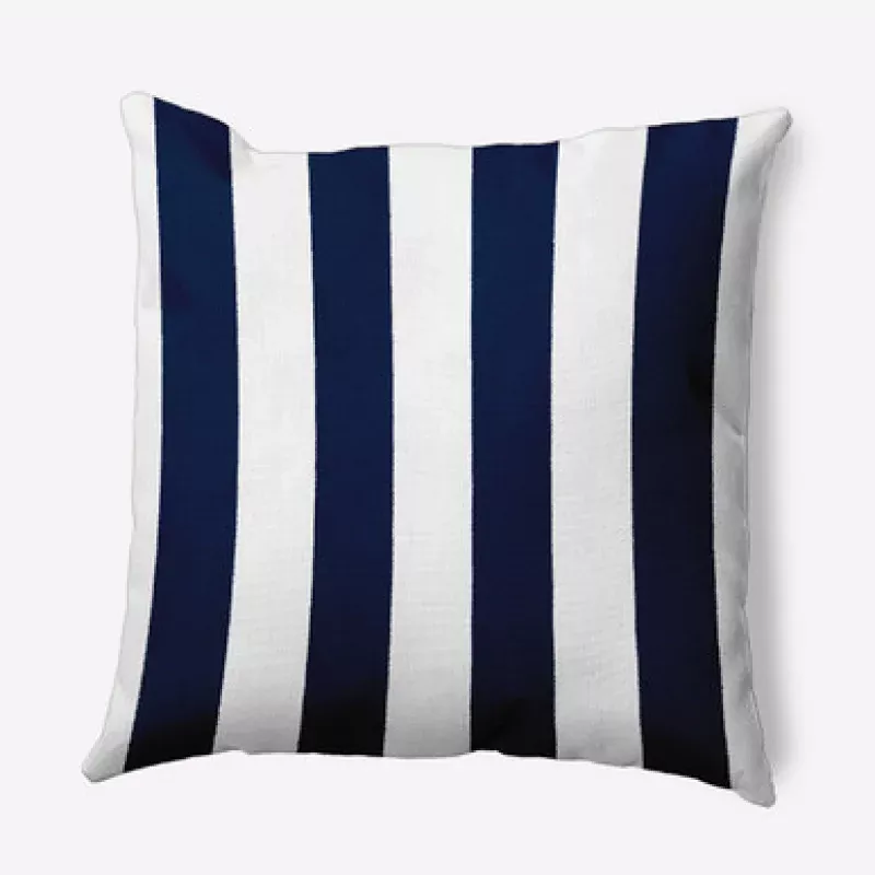 Vertical Striped Outdoor Throw Pillow – 18 – Blue & White | Pool Central