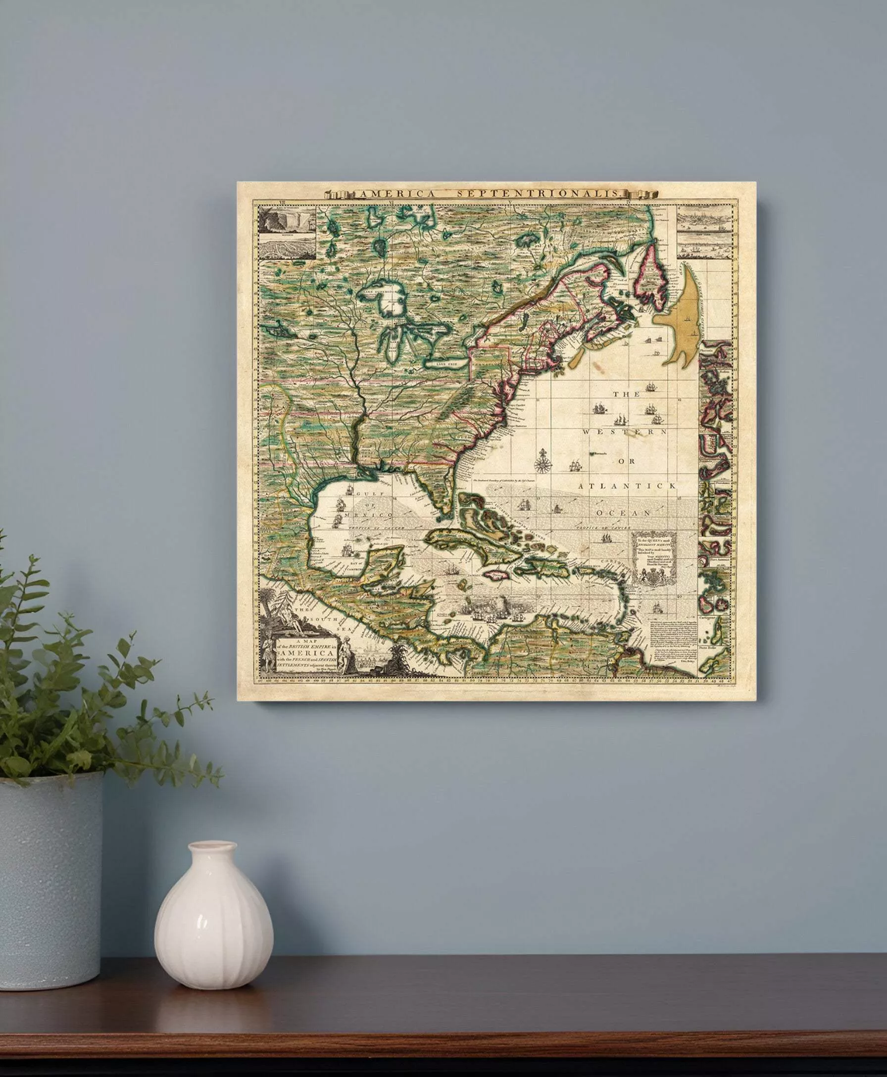 Vintage 1771 Map Of North America Unframed Print Wall Art