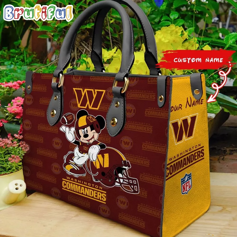 Washington Commanders Mickey Leather Bag Custom Name Women Bag