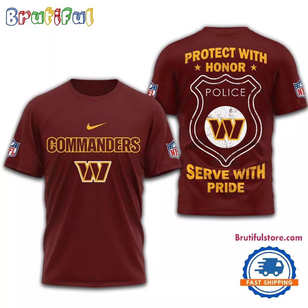 Washington Commanders Protech With Honor Police Serve With Pride 3D Shirt