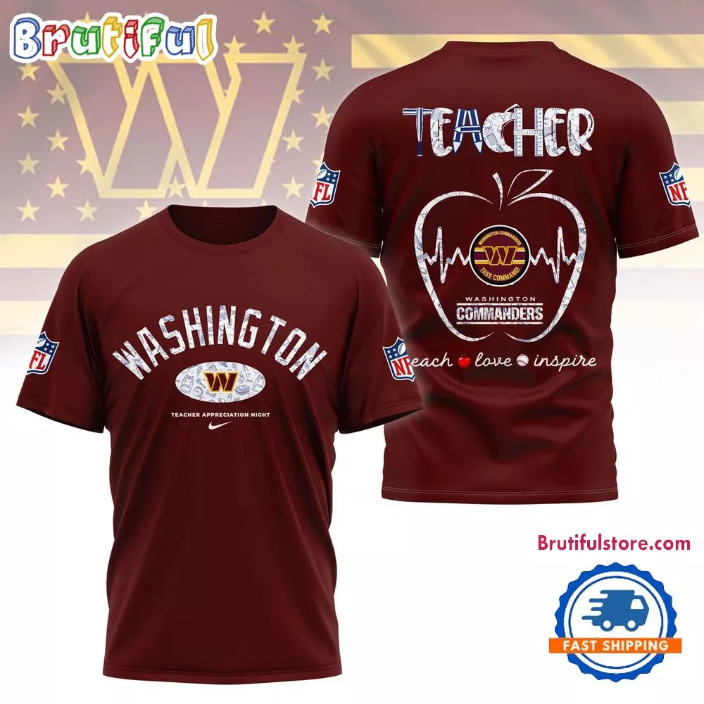 Washington Commanders Teacher Appreciation Night 2025 3D Shirt