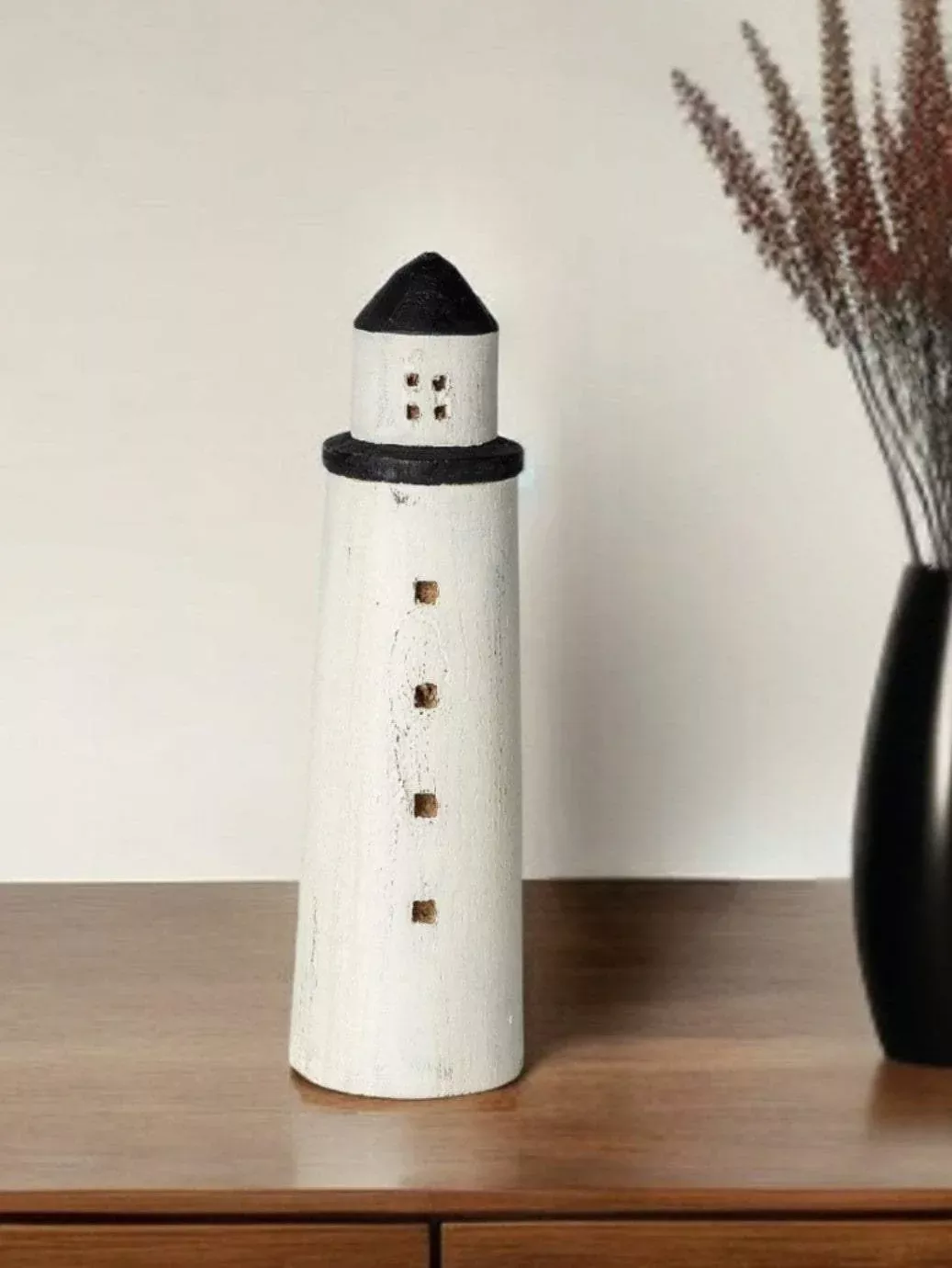 White Jumbo Rustic Wooden Lighthouse