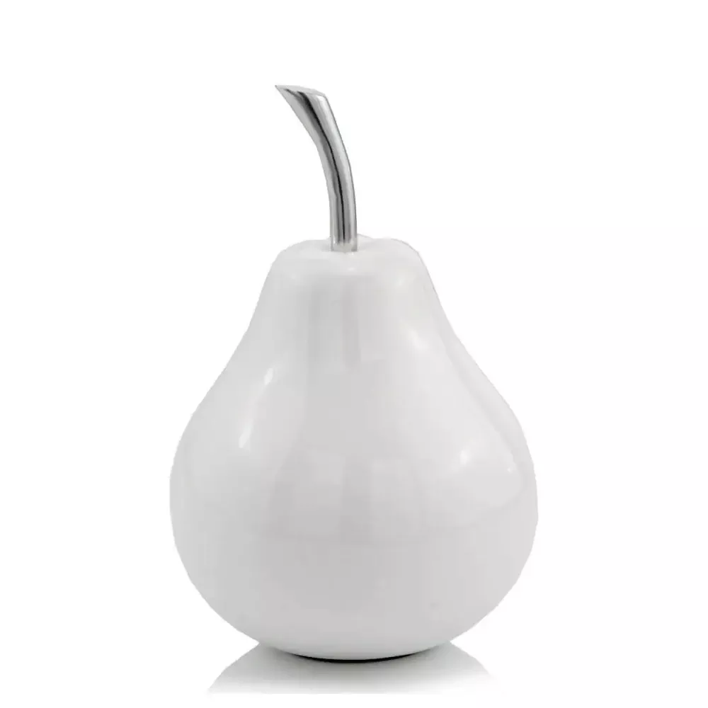 White MediumPear Shaped Aluminum Accent Home Decor