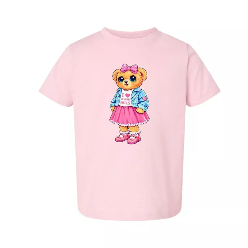 WOMENS BEVERLY HILLS BEAR PINK T-SHIRT