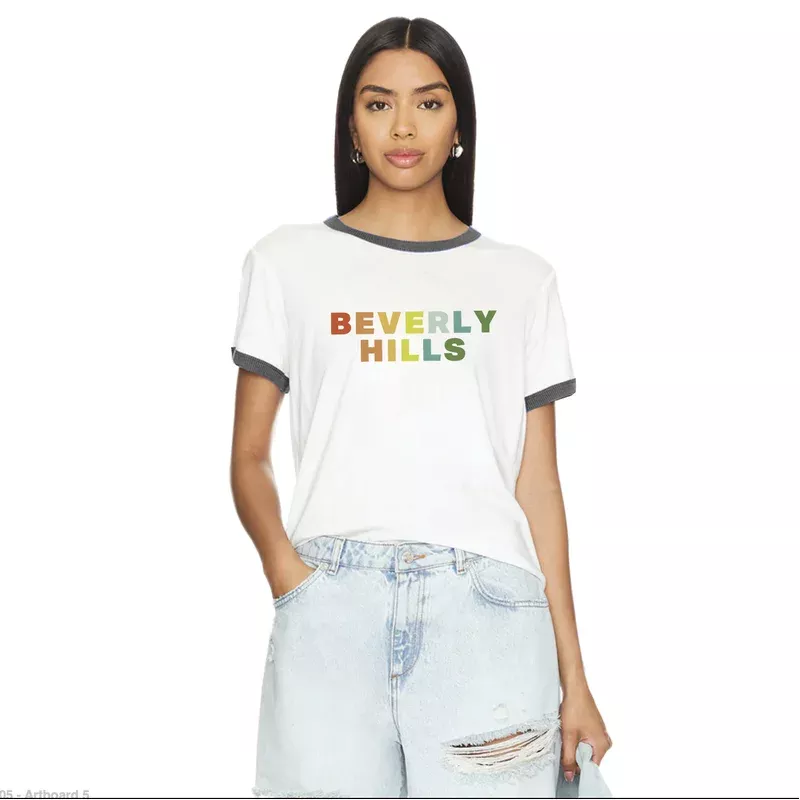 WOMENS BEVERLY HILLS RINGER T-SHIRT
