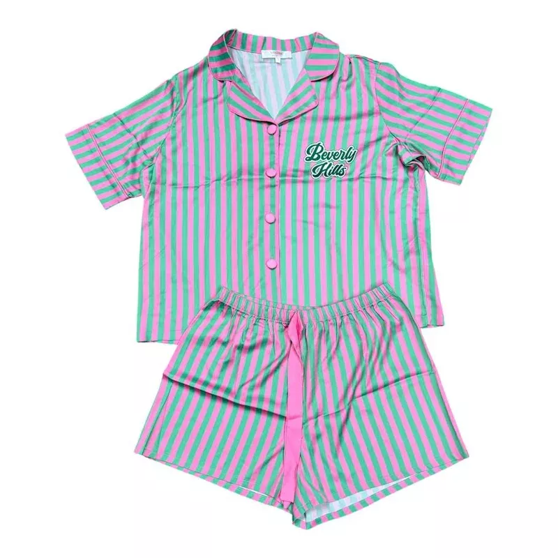 WOMENS BEVERLY HILLS SILKY PJ SET