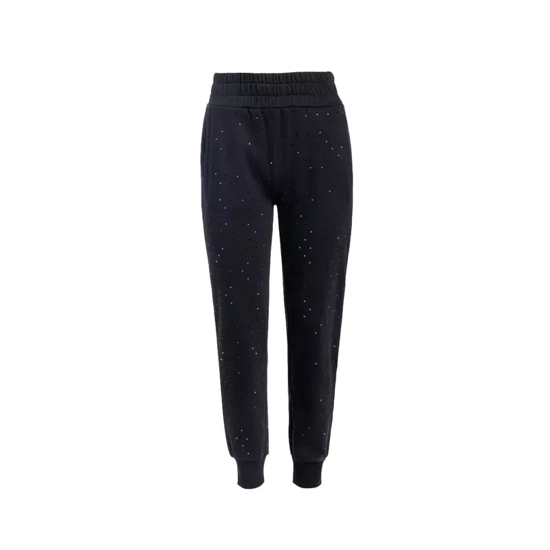 WOMENS BLACK CRYSTAL SWEATPANTS