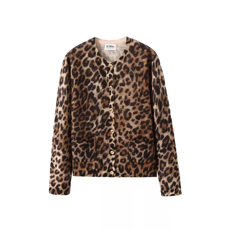 WOMENS LEOPARD FUZZY CARDIGAN