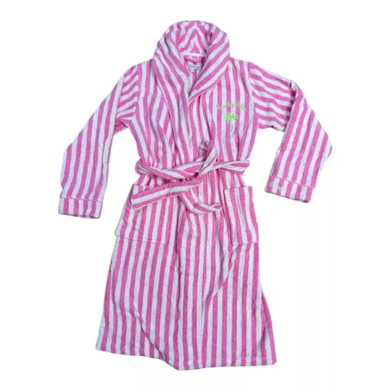 WOMENS PINK STRIPE BEVERLY HILLS PALM TREE ROBE