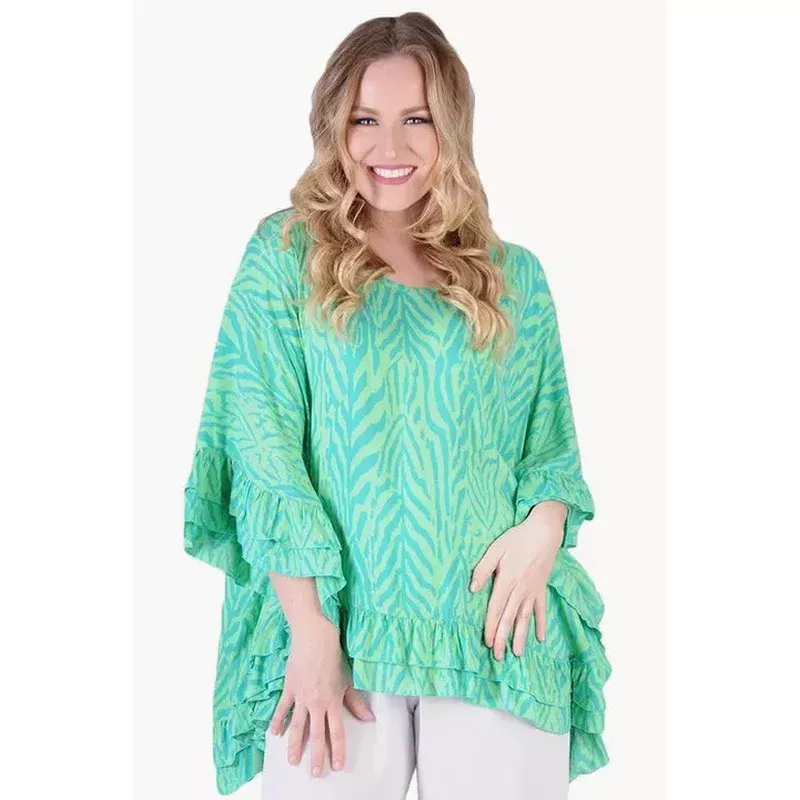 Zebra Double Frill Relaxed Top