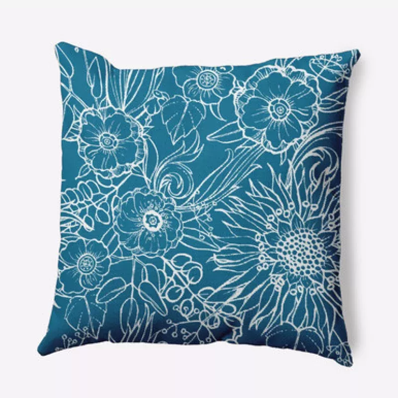 Zentangle Outdoor Throw Pillow – 20 – Blue & White | Pool Central