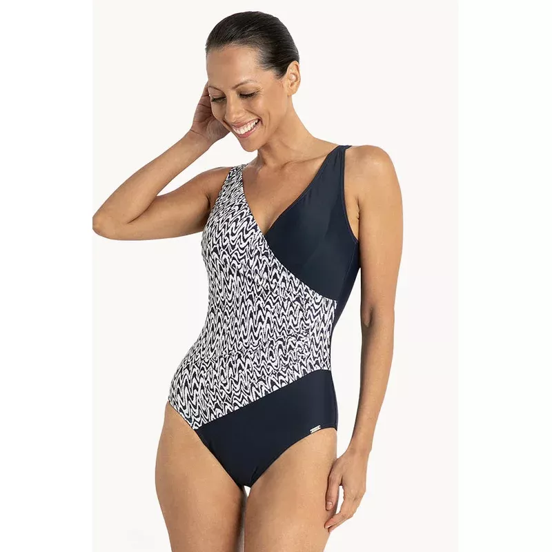 Zigzag Gathered Cross Over One Piece